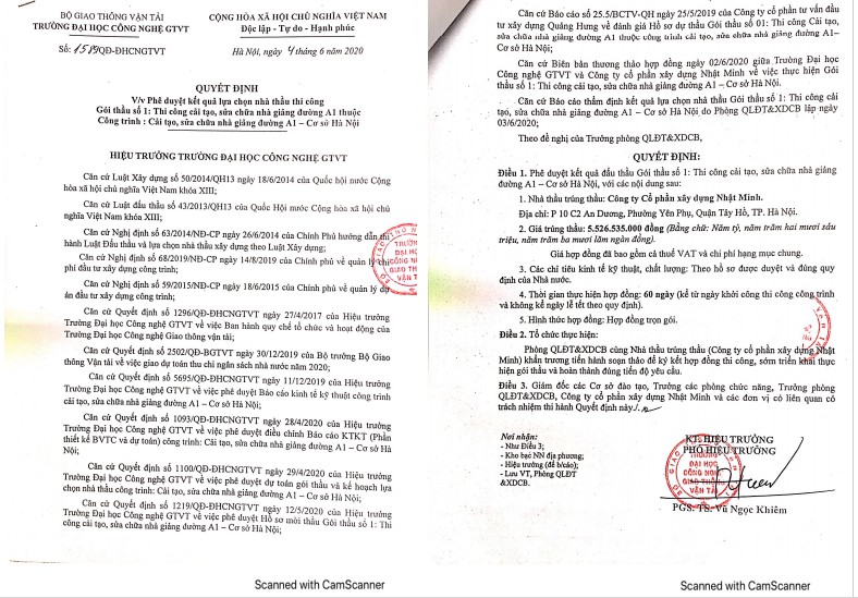 truong dai hoc cong nghe giao thong van tai nha thau thi cong co dung nhu ky ket voi chu dau tu