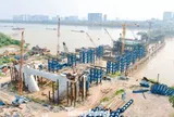 Đại công trường cầu Trần Hưng Đạo tăng tốc trước mùa mưa lũ