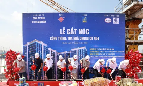 Chính thức cất nóc tòa căn hộ đầu tiên dự án Hanoi Melody Residences