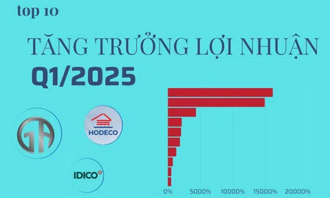 Tăng trưởng lợi nhuận 'khủng' nhất Q1/2025: Đứng đầu là 2 công ty BĐS tăng trên 10.000%, 2 công ty ô tô tăng trên 2.000%