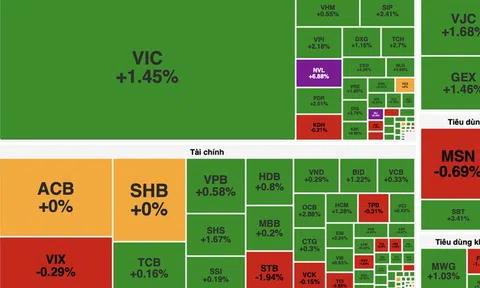 Dòng tiền lan tỏa, VN-Index tăng hơn 10 điểm nhờ nhóm bất động sản và tài chính