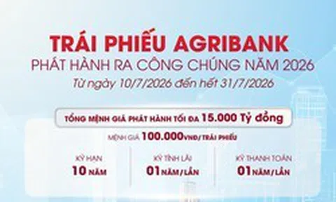 Agribank chào bán 15.000 tỷ đồng trái phiếu ra công chúng 2026