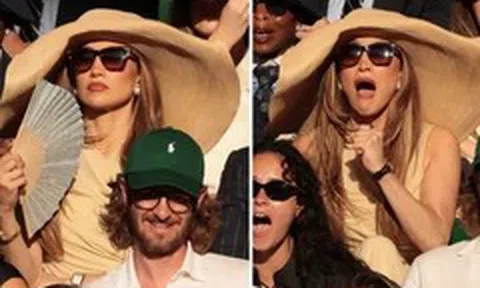 Jennifer Lopez gây tranh cãi ở Wimbledon vì chiếc nón quá khổ