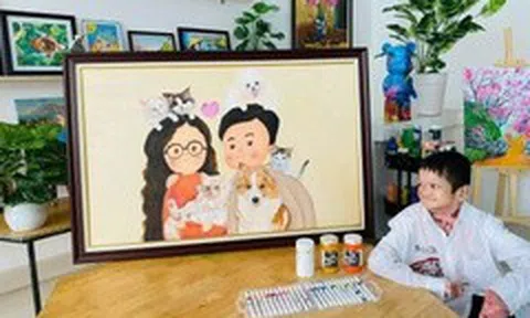 Cậu bé ‘độc lạ’ Bình Dương vẽ cuộc đời rực rỡ bằng đôi tay chỉ còn hai ngón cử động tốt