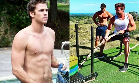 Liam Hemsworth kéo tạ 50 kg giữa trời nắng