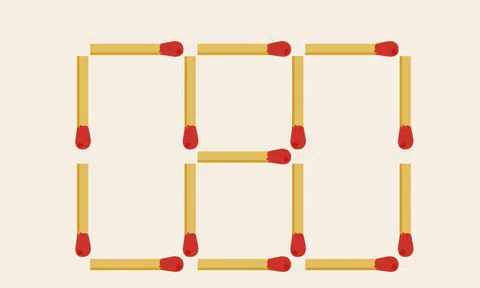 Bỏ một que diêm để tạo thành 2 hình vuông